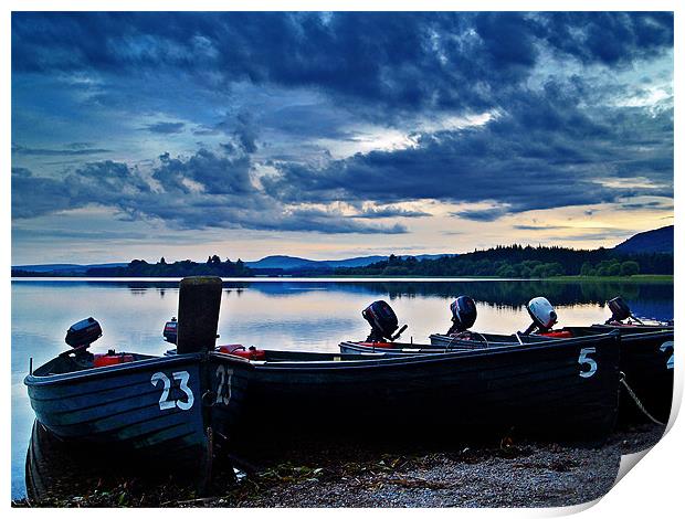 Boats On Lake Menteith, Scotland. Print by Aj’s Images