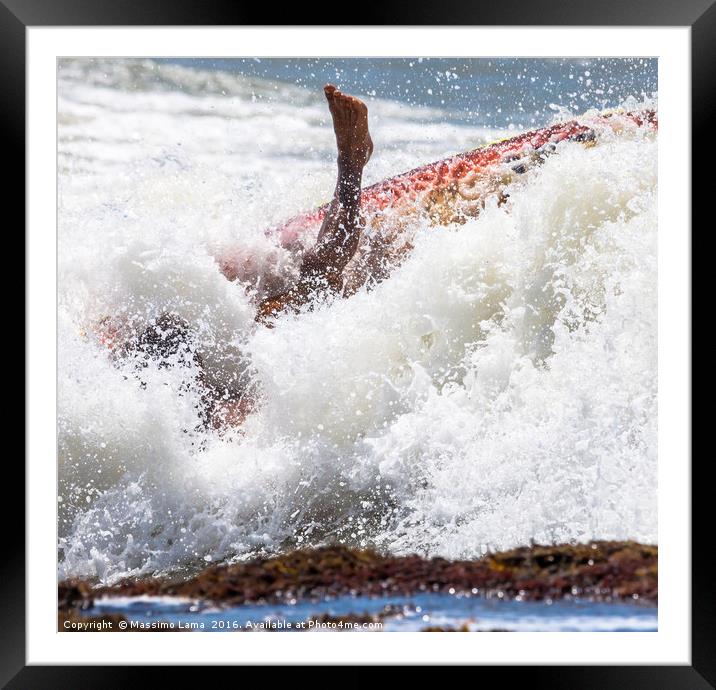 foot immersed in the surf Framed Mounted Print by Massimo Lama