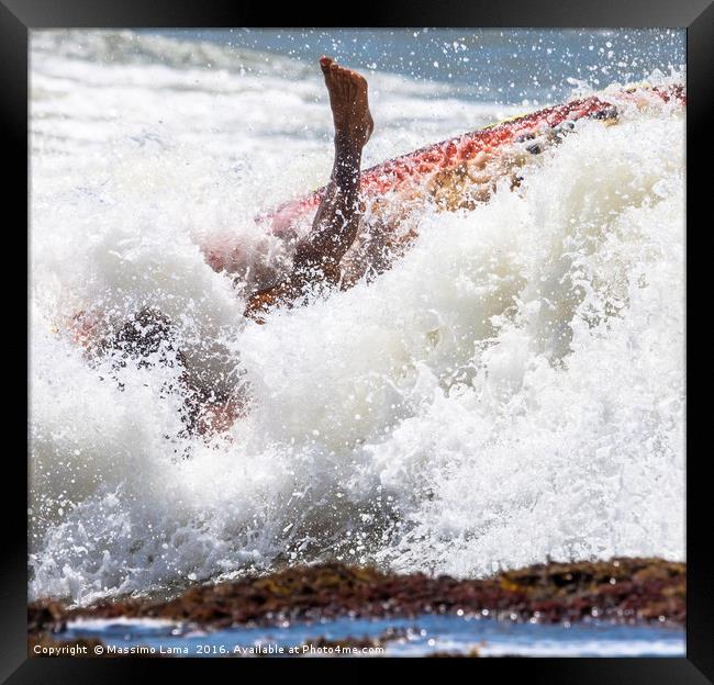 foot immersed in the surf Framed Print by Massimo Lama