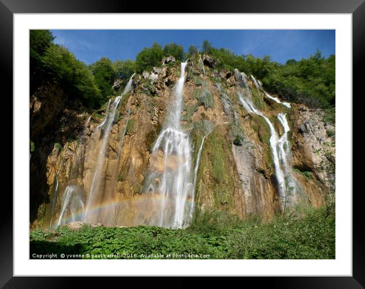 "The big waterfall" at Plitvice Lakes, Croatia Framed Mounted Print by yvonne & paul carroll