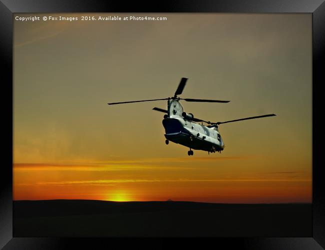 chinook over the ground Framed Print by Derrick Fox Lomax