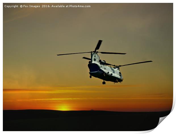 chinook over the ground Print by Derrick Fox Lomax