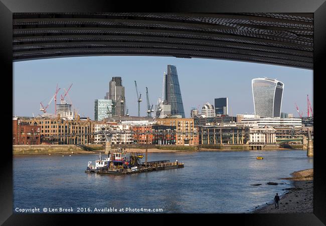 London Skyline and the River Thames Framed Print by Len Brook