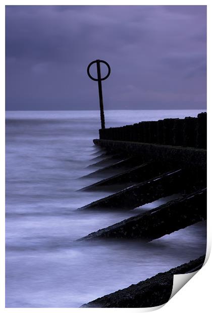 Wooden groynes of Aberdeen Scotland Print by Gabor Pozsgai