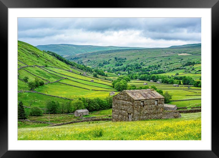 The Angram Barns Swaledale Yorkshire Dales Framed Mounted Print by Nick Jenkins