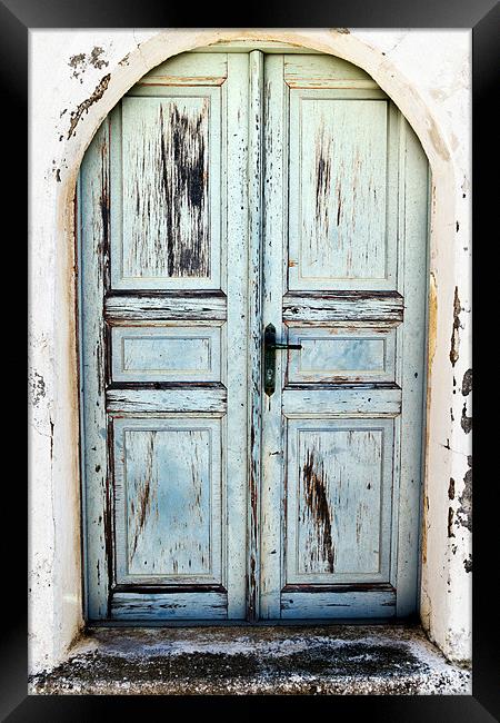 Santorini Greek Door Framed Print by Stephen Mole