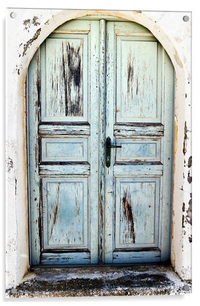 Santorini Greek Door Acrylic by Stephen Mole