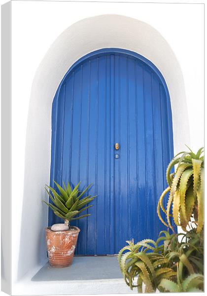 Posh Blue Greek Door Canvas Print by Stephen Mole