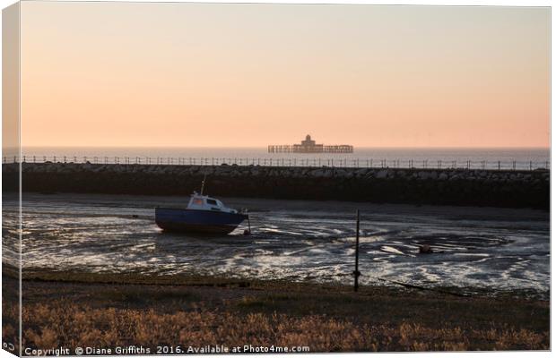 Herne Bay Sunset Canvas Print by Diane Griffiths