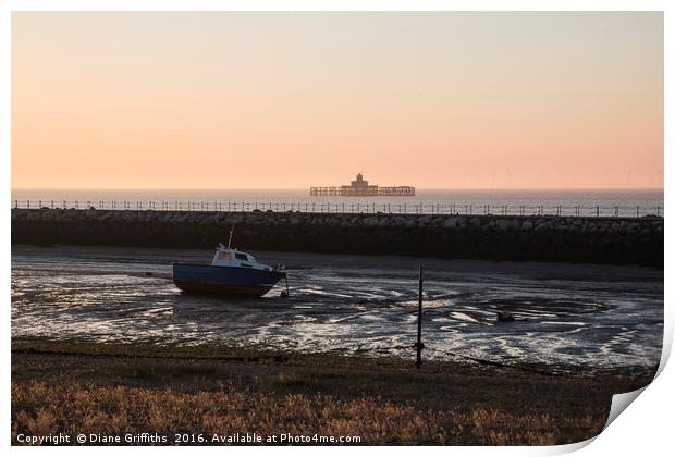 Herne Bay Sunset Print by Diane Griffiths
