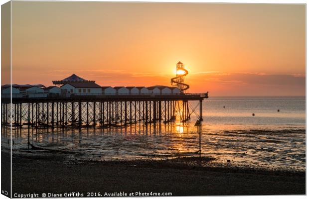Herne Bay Pier Sunset Canvas Print by Diane Griffiths