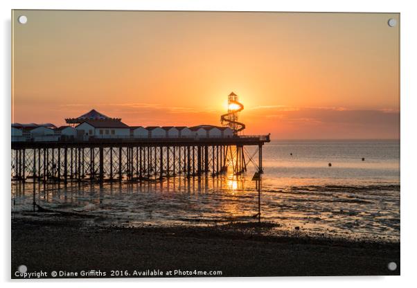 Herne Bay Pier Sunset Acrylic by Diane Griffiths