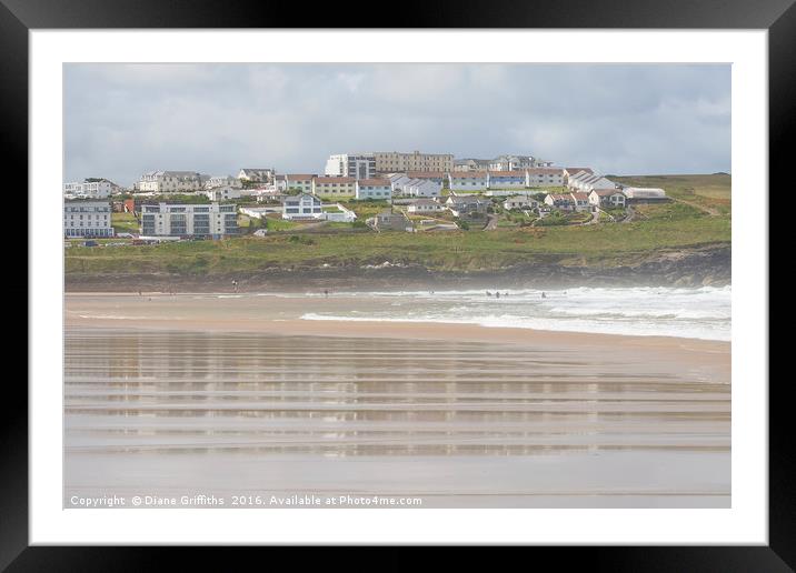 Pentire Headland across Fistral Framed Mounted Print by Diane Griffiths