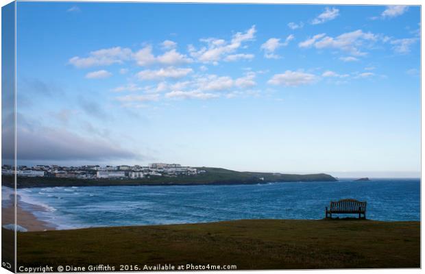 Pentire and Fistral Canvas Print by Diane Griffiths