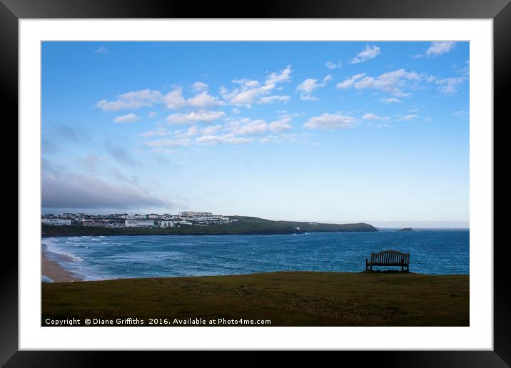 Pentire and Fistral Framed Mounted Print by Diane Griffiths
