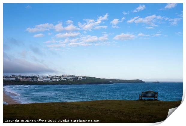 Pentire and Fistral Print by Diane Griffiths