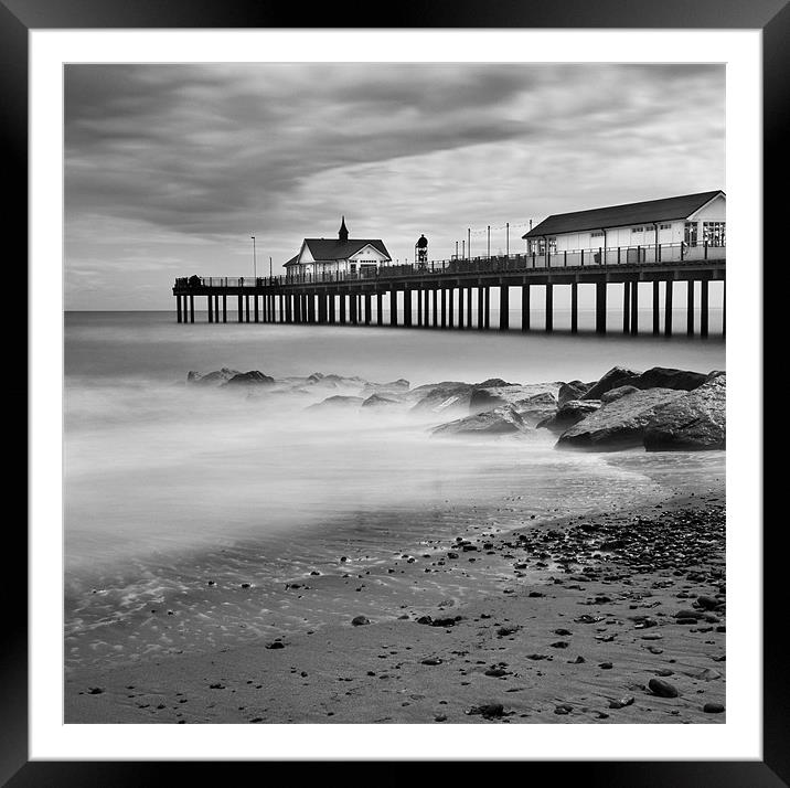 Southwold Pier and Beach, Suffolk Framed Mounted Print by Dave Turner