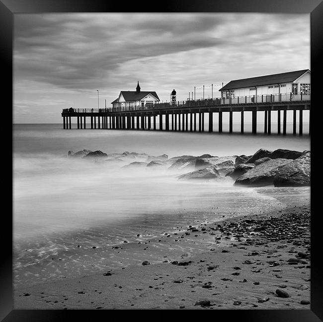 Southwold Pier and Beach, Suffolk Framed Print by Dave Turner