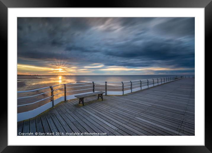 Saltburn pier sunset Framed Mounted Print by gary ward