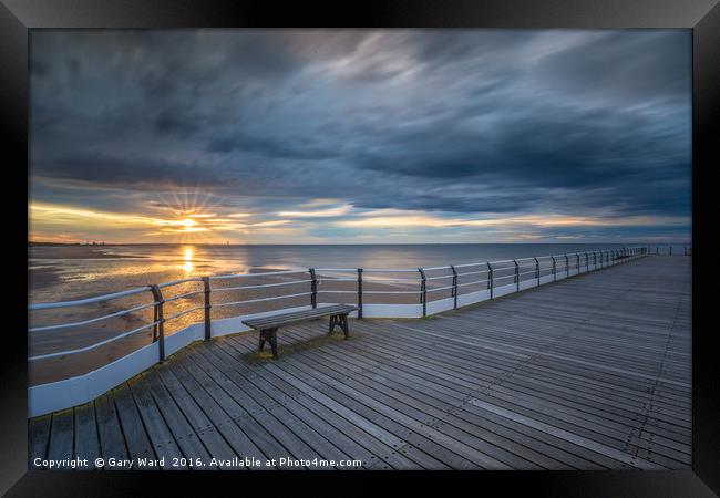 Saltburn pier sunset Framed Print by gary ward