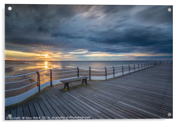 Saltburn pier sunset Acrylic by gary ward