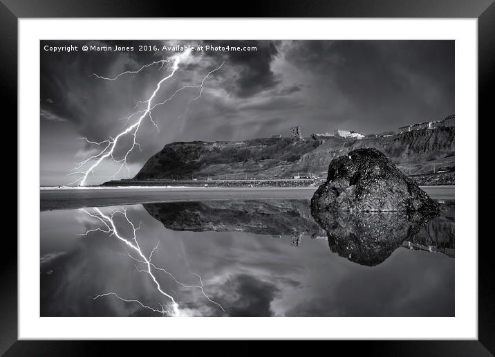 Lightning over Scarborough Framed Mounted Print by K7 Photography