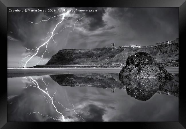 Lightning over Scarborough Framed Print by K7 Photography