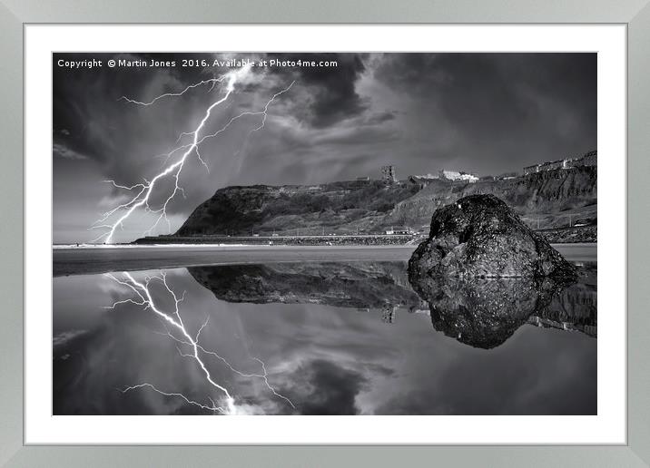 Lightning over Scarborough Framed Mounted Print by K7 Photography