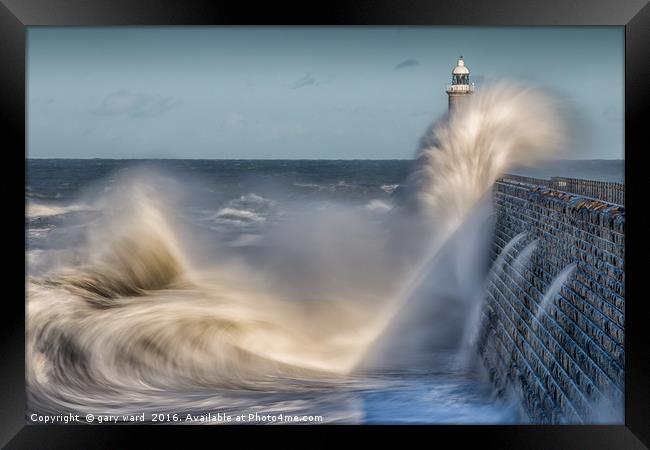 Tynemouth stormy sea! Framed Print by gary ward