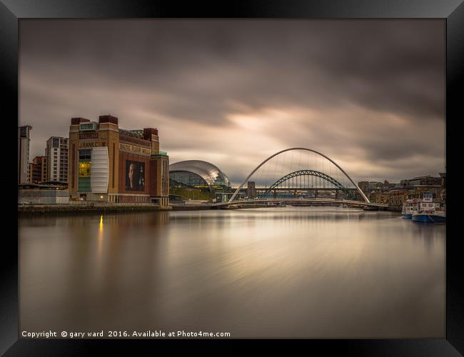 Newcastle Quayside at sunset Framed Print by gary ward