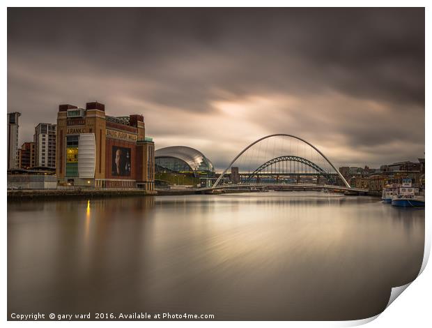 Newcastle Quayside at sunset Print by gary ward