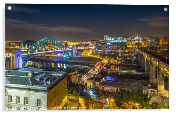 Newcastle upon tyne at night Acrylic by gary ward