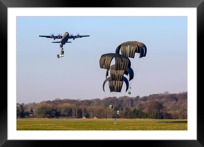 Hercules C130 air drop Framed Mounted Print by Oxon Images