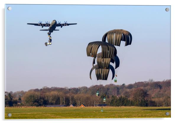 Hercules C130 air drop Acrylic by Oxon Images