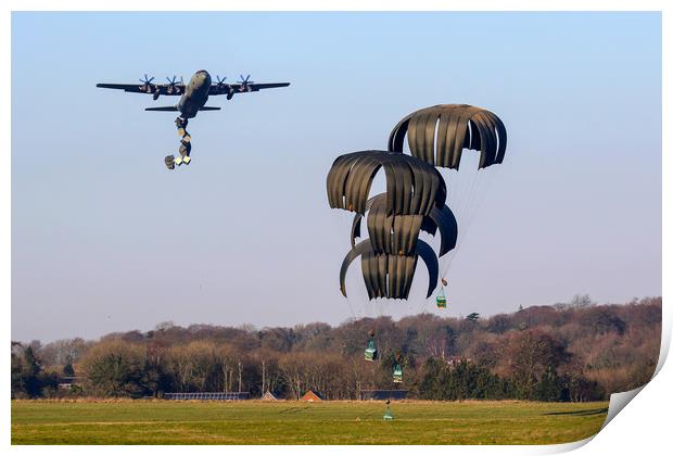 Hercules C130 air drop Print by Oxon Images