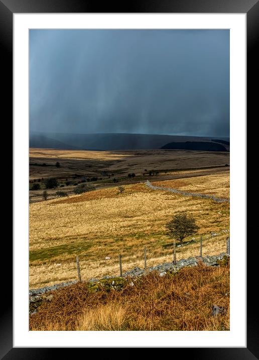 Hailstorm over the Brecon Beacons in Wales Framed Mounted Print by Nick Jenkins