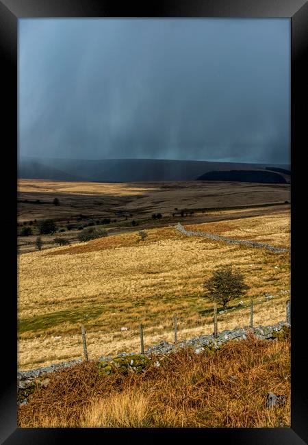 Hailstorm over the Brecon Beacons in Wales Framed Print by Nick Jenkins