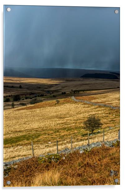 Hailstorm over the Brecon Beacons in Wales Acrylic by Nick Jenkins