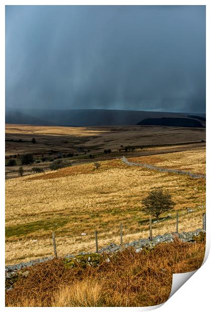 Hailstorm over the Brecon Beacons in Wales Print by Nick Jenkins