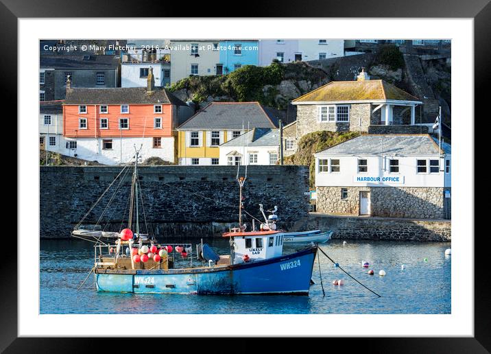 Fishing Boat, Mevagissey Harbour Framed Mounted Print by Mary Fletcher