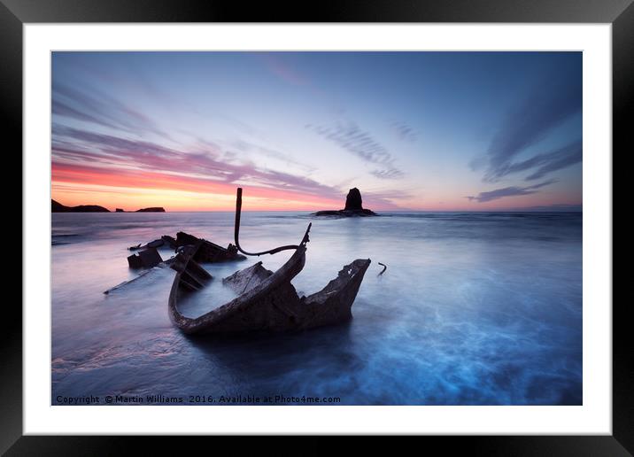 Washed Up - The Admiral at Saltwick Bay Framed Mounted Print by Martin Williams