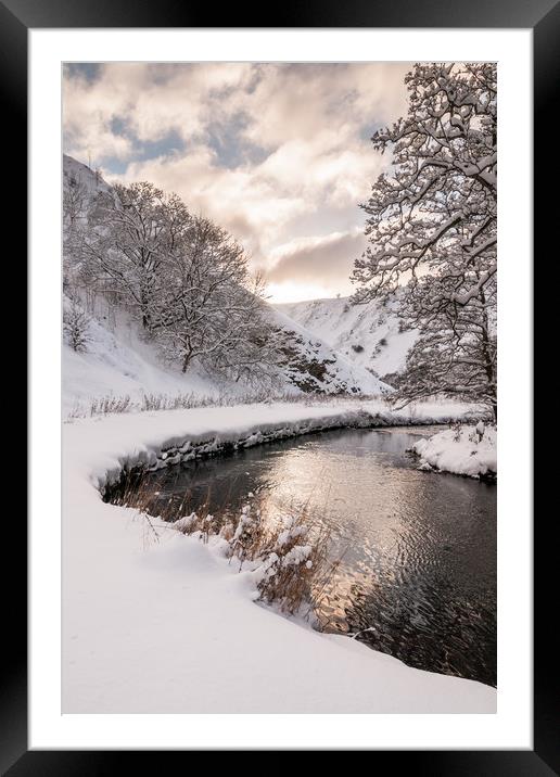 Wolfscote Dale Snow Framed Mounted Print by James Grant