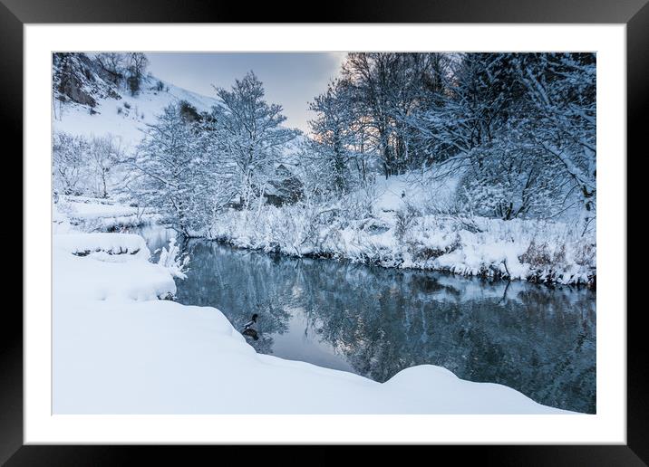 Wolfcote Dale Snow Framed Mounted Print by James Grant
