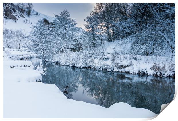 Wolfcote Dale Snow Print by James Grant