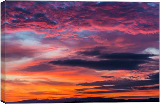 Red Sky over Llantrisant south Wales summer eve Canvas Print by Nick Jenkins
