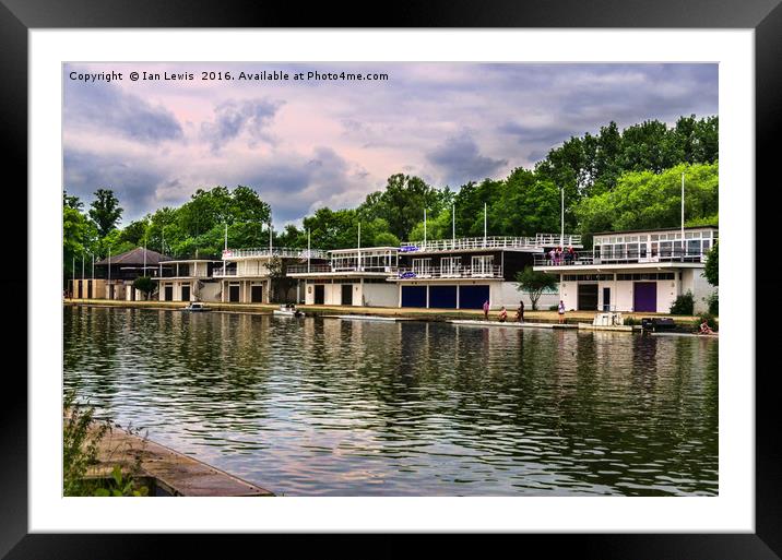 Oxford University Boathouses Framed Mounted Print by Ian Lewis