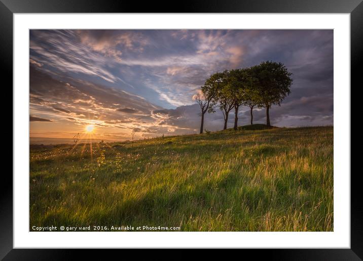 Sunset Over the copt barrow Framed Mounted Print by gary ward