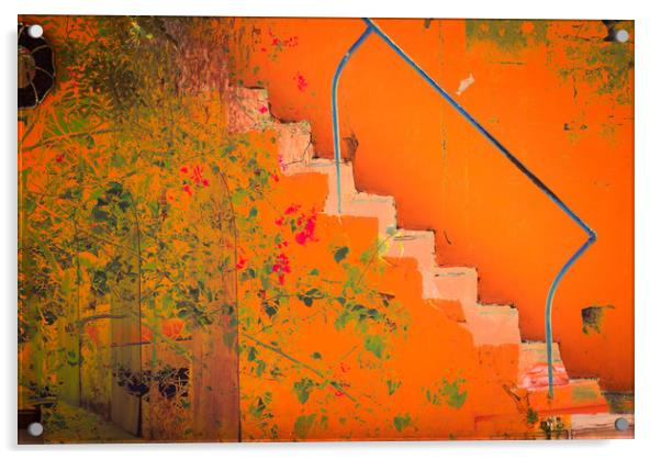 Orange Stairway Acrylic by kevin marston