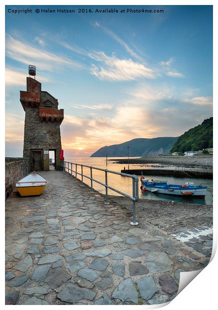Lynmouth at Sunrise Print by Helen Hotson