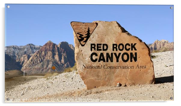 Red rock canyon near Las-Vegas, Nevada Acrylic by Roman Korotkov